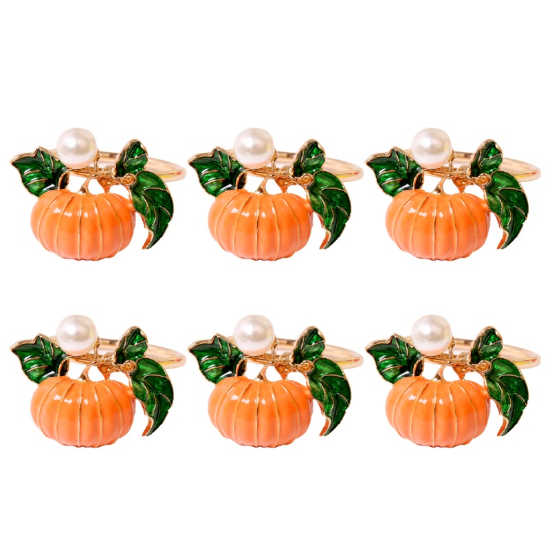 Zzz 4 / 6pcs Ring Holder Serbet Bentuk Labu Halloween / Thanksgiving