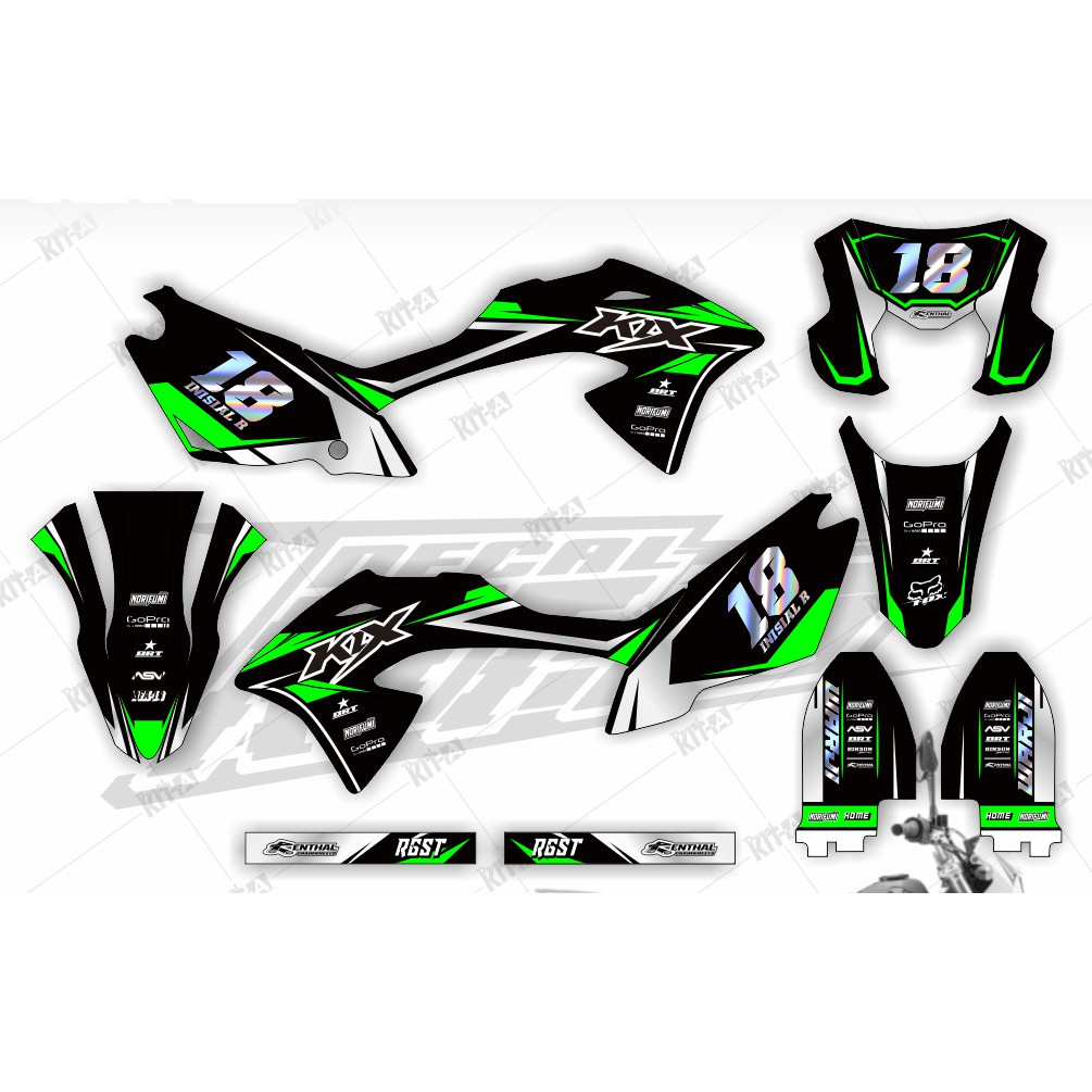 Decal Sticker Kawasaki KLX 150 BF Dekal KLX 150 G Hijau Hitam Cutting Hologram
