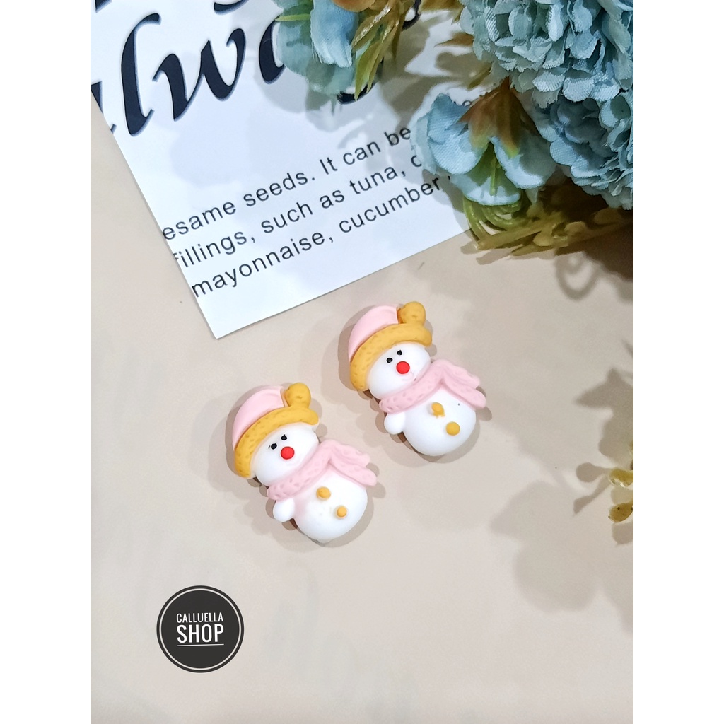 RESIN CLAY TEMPEL MIX MOTIF DAN WARNA MANIK PAREL CINCIN | BAHAN CRAFT CLAY GELANG BROS KALUNG STRAP MASK MASKER PAREL MANIK CRAFT KERAJINAN LUMAJANG FASHION-Clay chrstmsnowman 1