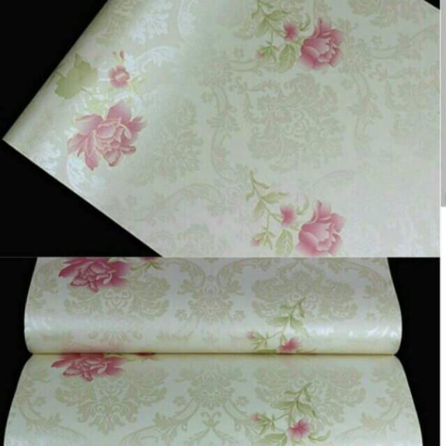 Wallpaper Dinding  Sticker Shabby Rose Pink Walpaper Stiker