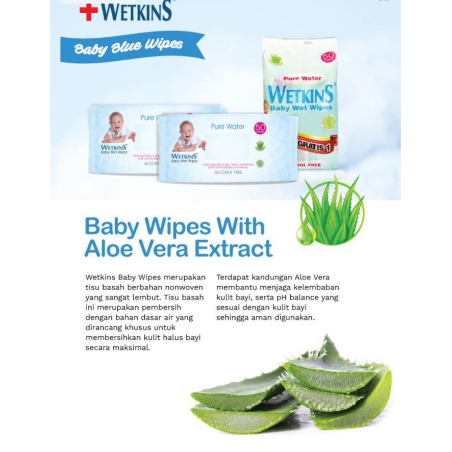 Wetkins Daily Wipes / Tisu Basah 50's Beli 1 Gratis 1 (isi 2 x 50 lembar)