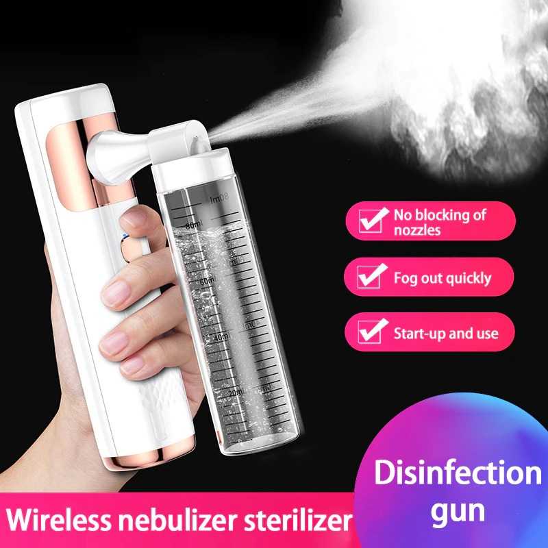 Nano Spray Gun Semprotan Elektrik Cordless UV Disinfektan Flairosol 80ml Mist Sprayer Facial Steamer