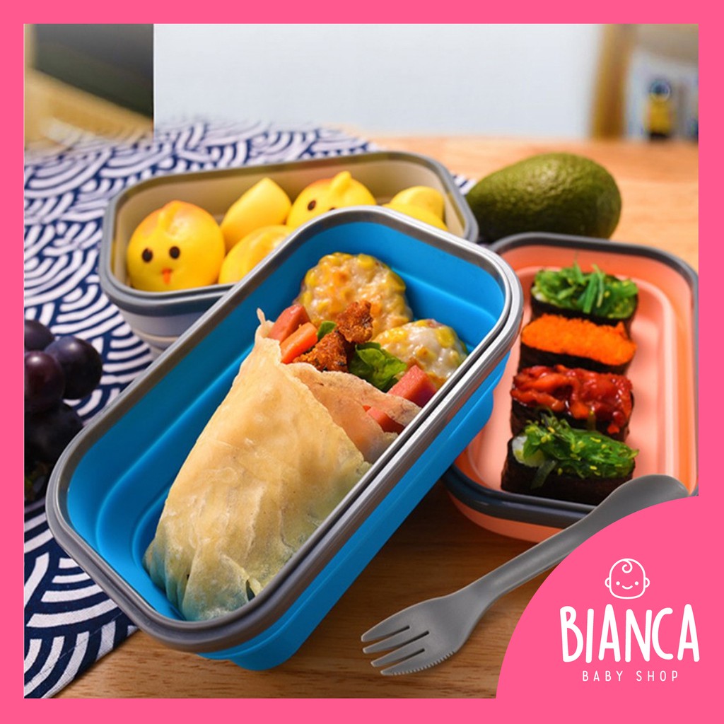 BIANCA - Kotak Makan / Lunch Box Silikon Eco Friendly Tanpa Sekat / Sekat 2