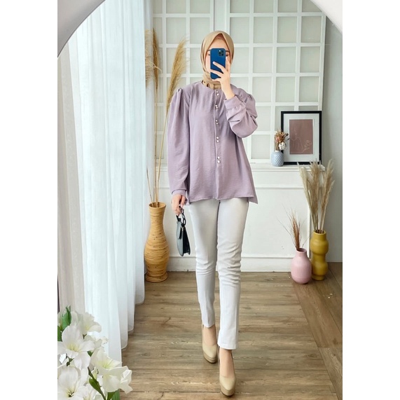 BLOUSE RAYON CRINKLE AIRFLOW 386 ATASAN JUMBO KANCING BUSUI KERAH KERJA NGANTOR CASUAL SANTAI MURAH PGMTA