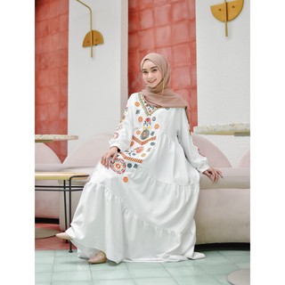 Jual ramadani dress gamis putih bordel gamis turki terbaru gamis putih