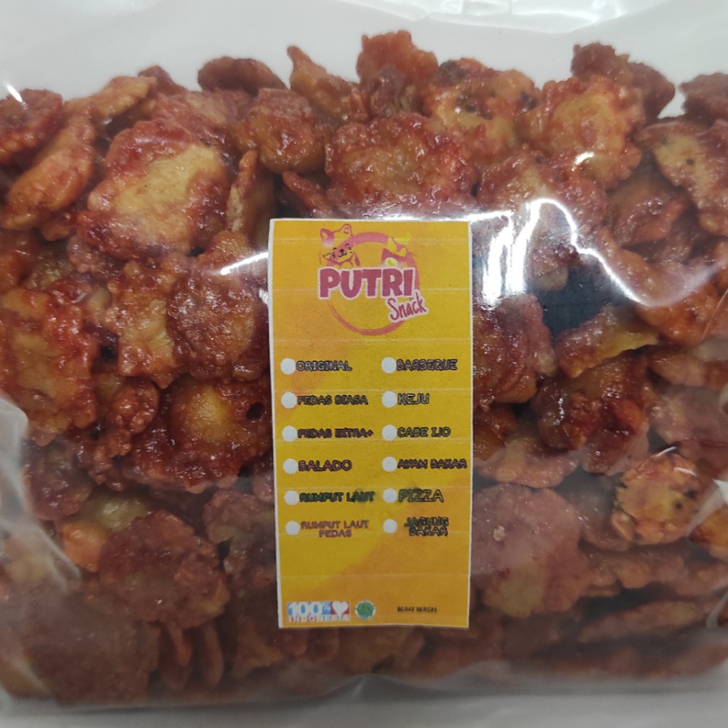 Keripik Emping Melinjo 500gr Pedas Manis Kriuk