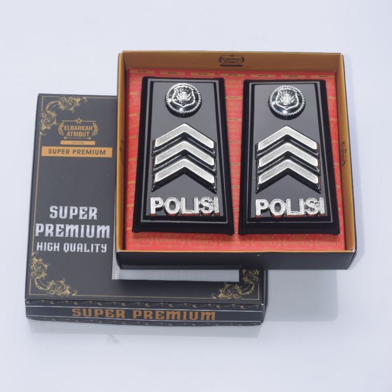 SATU PAKET HEMAT PANGKAT BRIGPOL MONOGRAM KEWENANGAN POLRI / ATRIBIT POLRI / FULAKRILIK GLOSY EXKLUSIVE PANGKAT POLISI BINTRARA