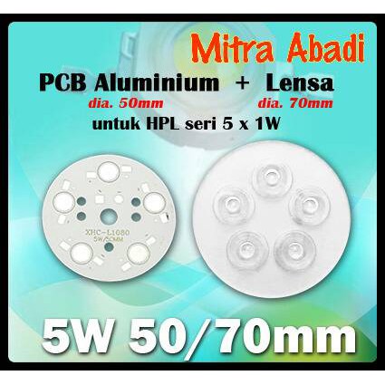 PCB Aluminium + Lensa HPL 5 Watt 50/70 mm