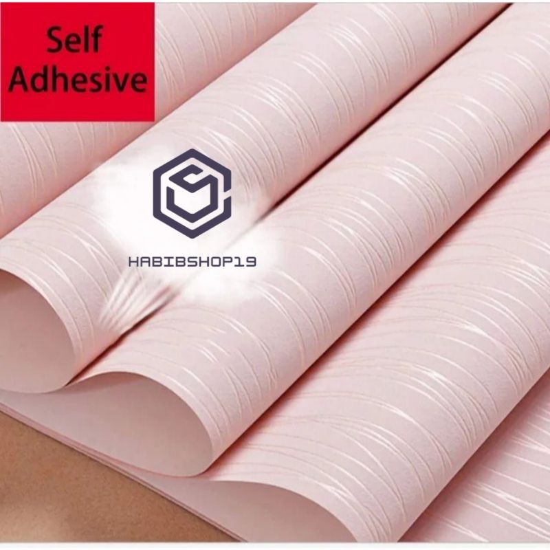 Wallpaper Stiker Dinding Emboss Polos Tekstur Wave Pink 10m x 45cm