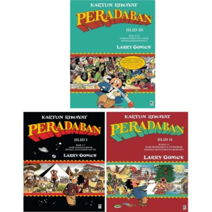 

FLASH SALE!!! PAKET BUKU KARTUN RIWAYAT PERADABAN JILID 1 SAMPAI 3 LARRY GONICK TERBARU