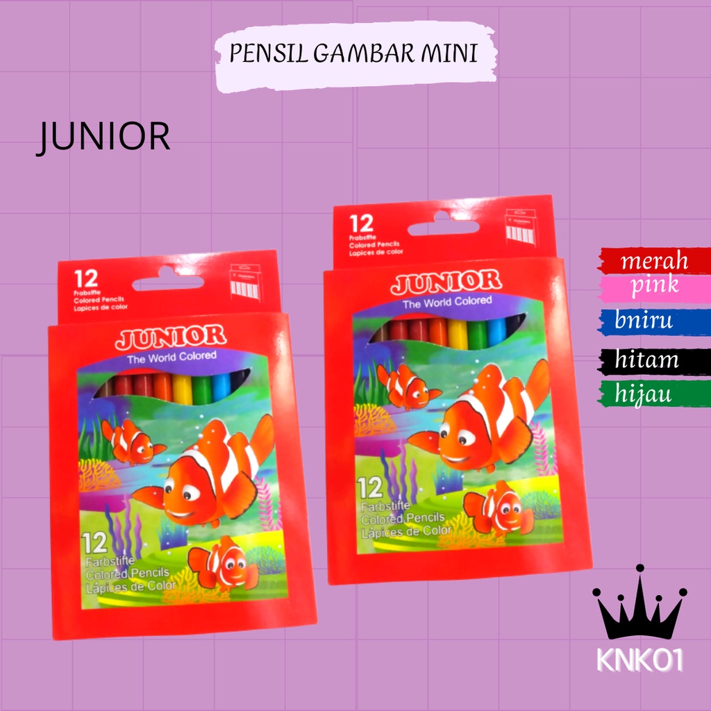 

Pensil Warna Mini JUNIOR 12 Warna Pensil Mewarnai Brand KIKI
