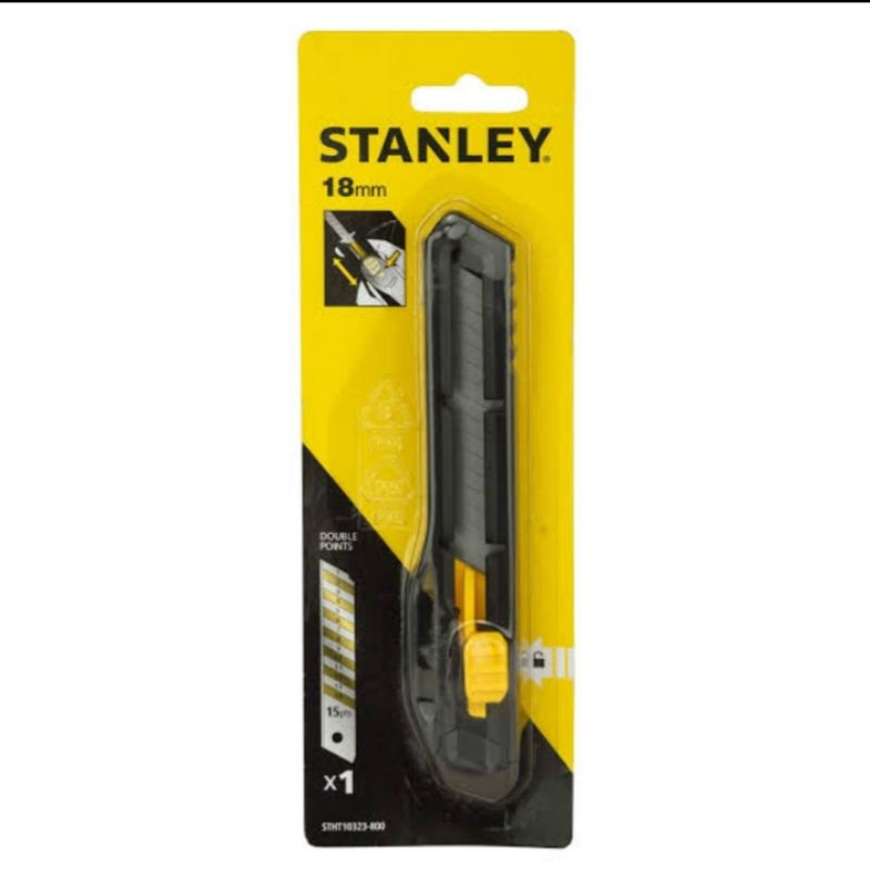 

pisau Cutter 18mm Stanley STHT10323-8 All Plastic slide Lock off Knife