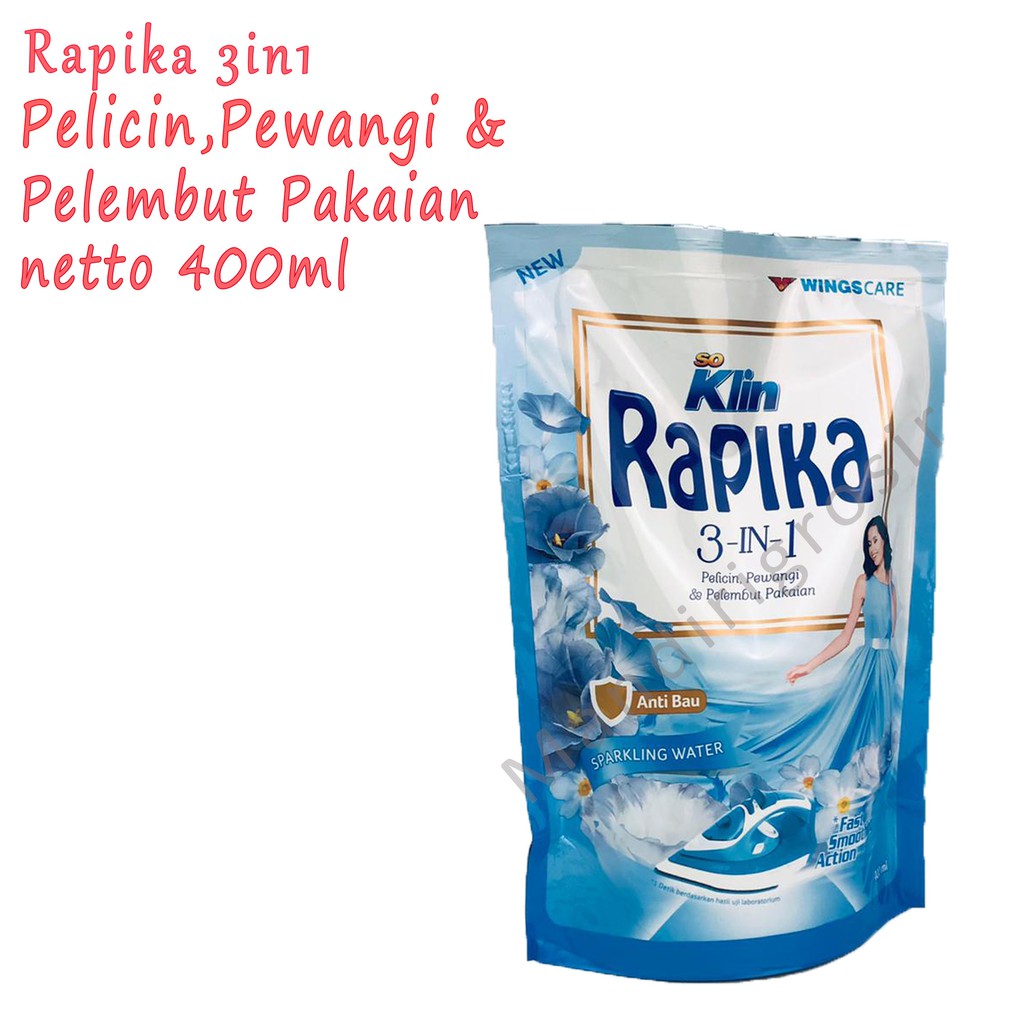 Pelicin,Pewangi&amp;pelembut pakaian *Rapika 3in1 * Sparkling water * 400ml