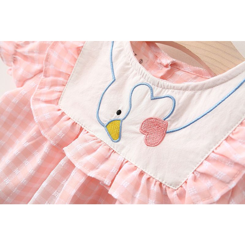 Dress bayi 0-3 tahun motif SWAN PINK BIRU KUNING / GAUN BAYI baju bayi perempuan KUALITAS IMPORT