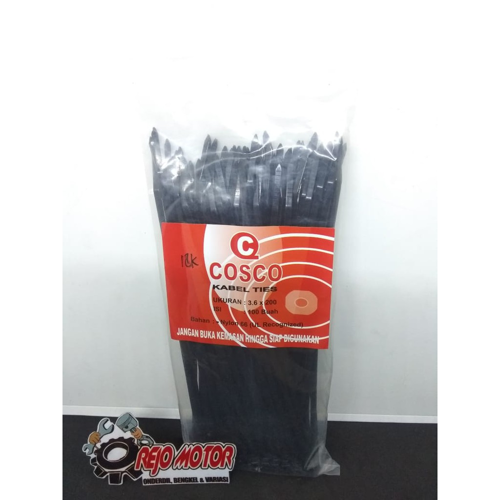 Kabel Ties Ukuran 3,6X200 Merk Cosco Warna Hitam 1Pack Isi 100 Buah
