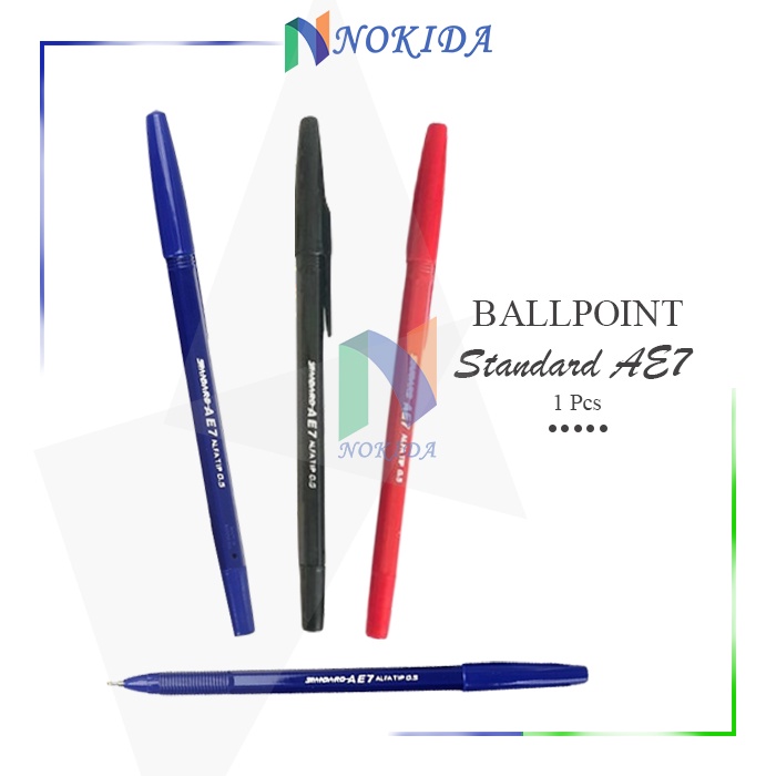 

Nokida Pulpen AE7 Standard [0.5mm / 1 Pcs] / Ballpoint Pena / Bolpen Hitam / Polpen Biru / Bulpen Merah