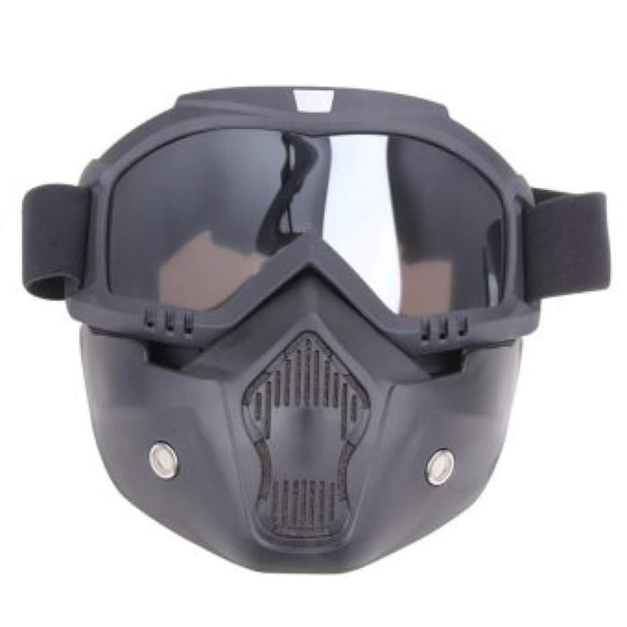 Kacamata Goggle Helm Masker Motor mencegah virus Set Paintball Airsoftgun Trail Cross - Black