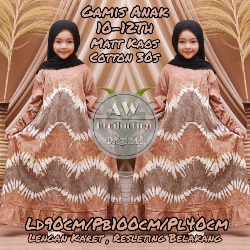 Daster Anak Perempuan Lengan Panjang  7 - 12 Tahun Matt Kaos Adem Tiedye Pelangi Kekinian Resleting Belakang Klok Rempel Termurah