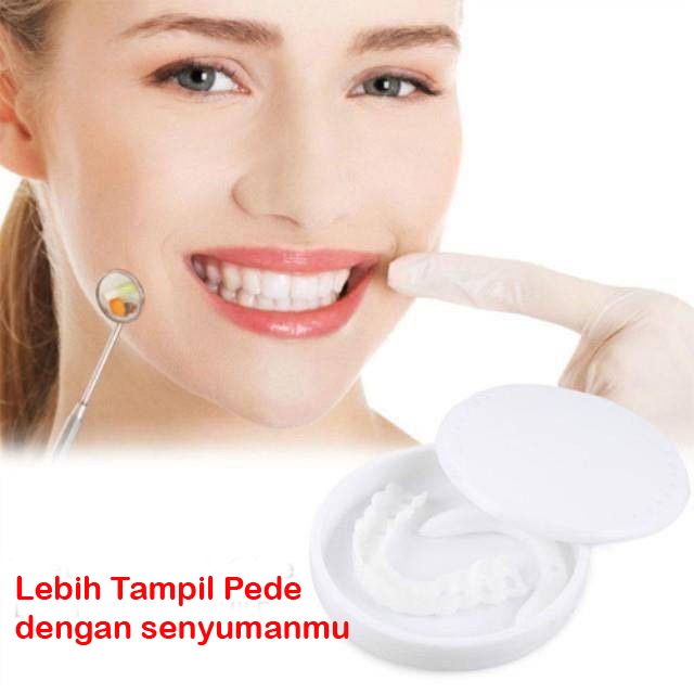 [1 Set] Gigi Palsu Instan Atas Bawah Penutup Ompong Lepas Pasang Snap on Smile