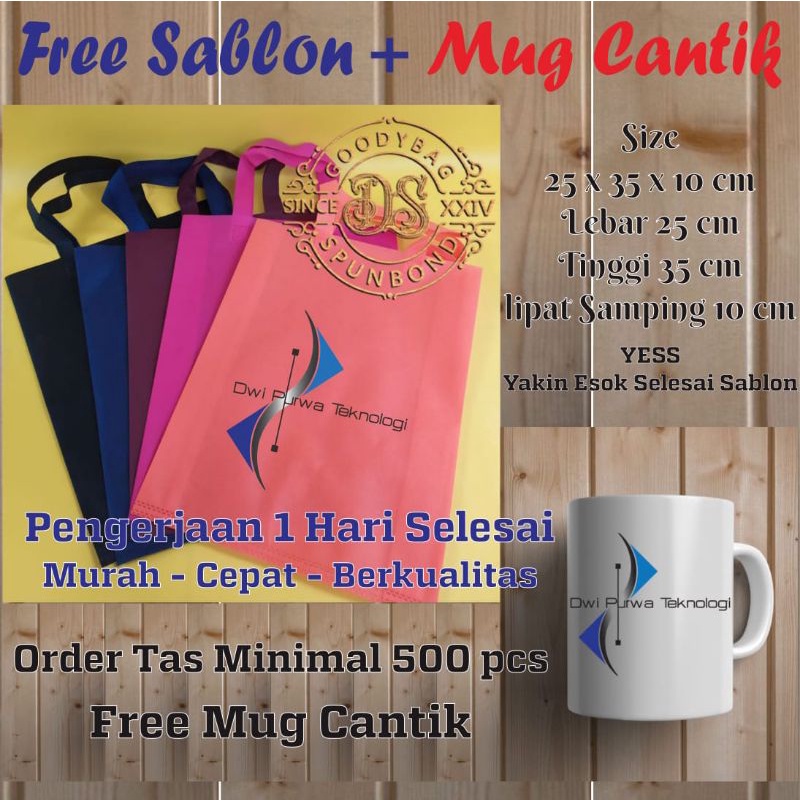 tas sablon 25x35x10 spunbond tas goodiebag souvenir tas seminar tas event