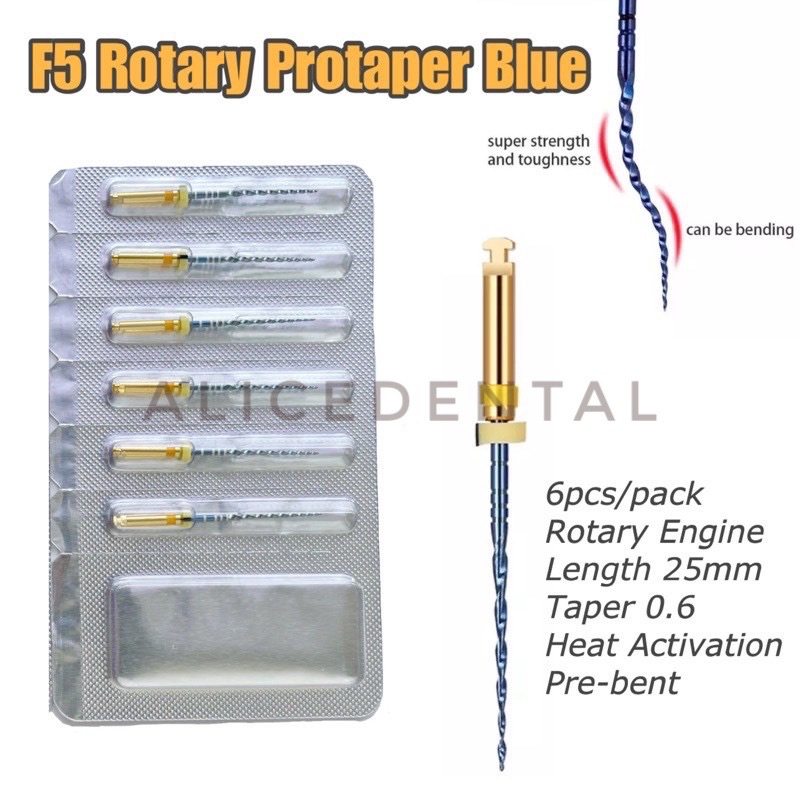 Dental protaper rotary file F5 blue kfile file engine rotary endomotor jarum files endo lentur elastis