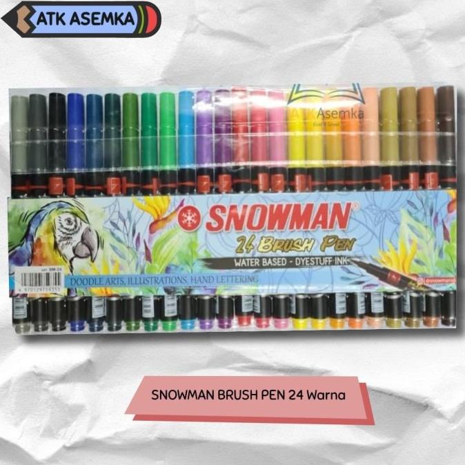 

(BISA COD) SNOWMAN BRUSH PEN 24 / BRUSHPEN 24 COLOUR KALIGRAFI SPIDOL KUAS PROMO SPECIAL Kode 898
