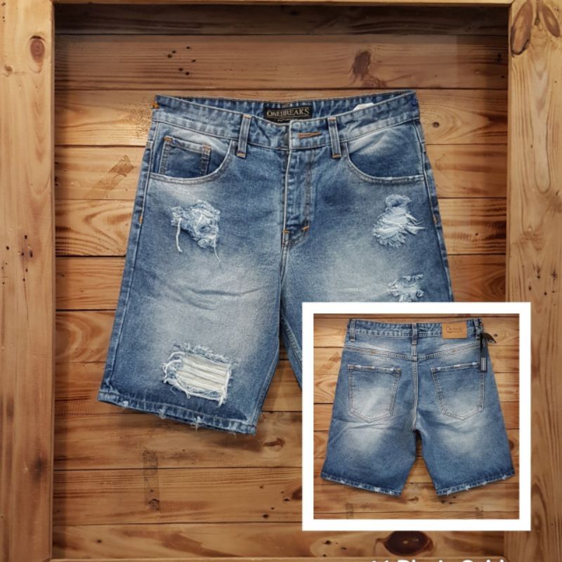 ONEBREAKS SHORTPANTS DENIM RIPPED / CELANA JEANS PENDEK /CELANA ONEBREAKS PENDEK RIPPED / CELANA JEANS PENDEK RIPPED / CELANA PENDEK ONEBREAKS WASHING RIPPED / PENDEK RIPPED