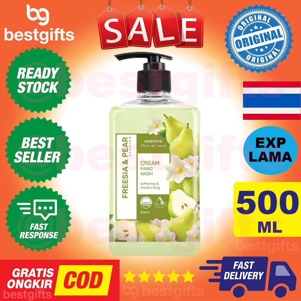 WATSONS CREAM HAND WASH SABUN CUCI TANGAN CAIR TROPICAL BERRY FREESIA PEAR SHEA BUTTER PEACH 500 ML