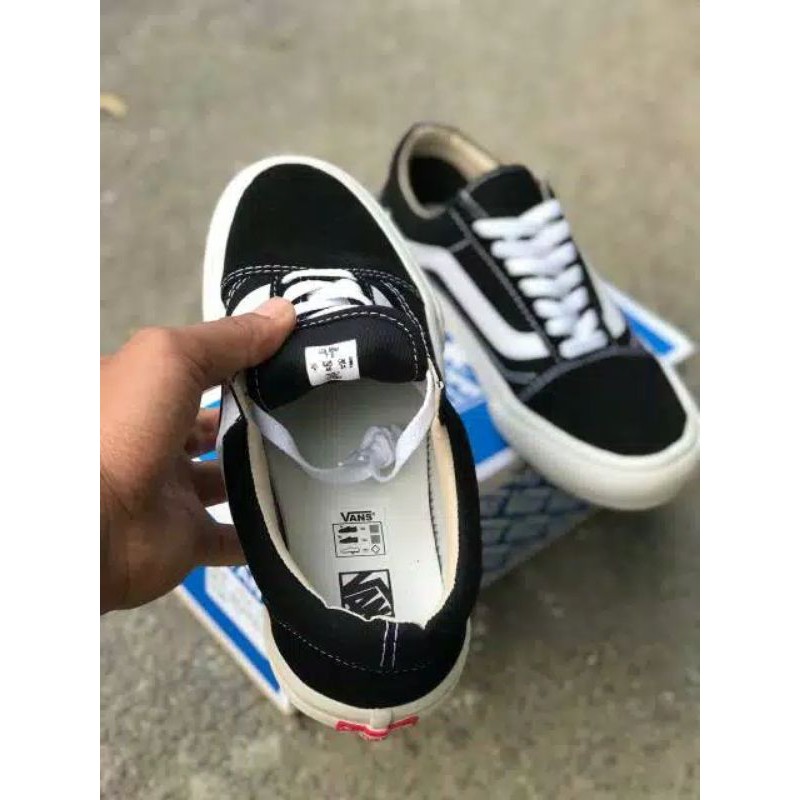 SEPATU VANS OLDSKOOL BLACK WHITE OG VAULT WAFFLE DT DOUBLE FOXING BNIB