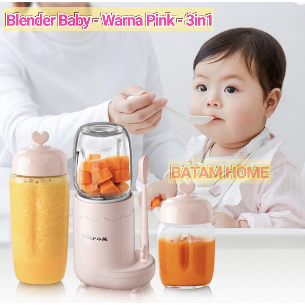 3in1 Bear Blender Bayi / Blender Baby / Baby Food Maker / Makanan Bayi - Pink