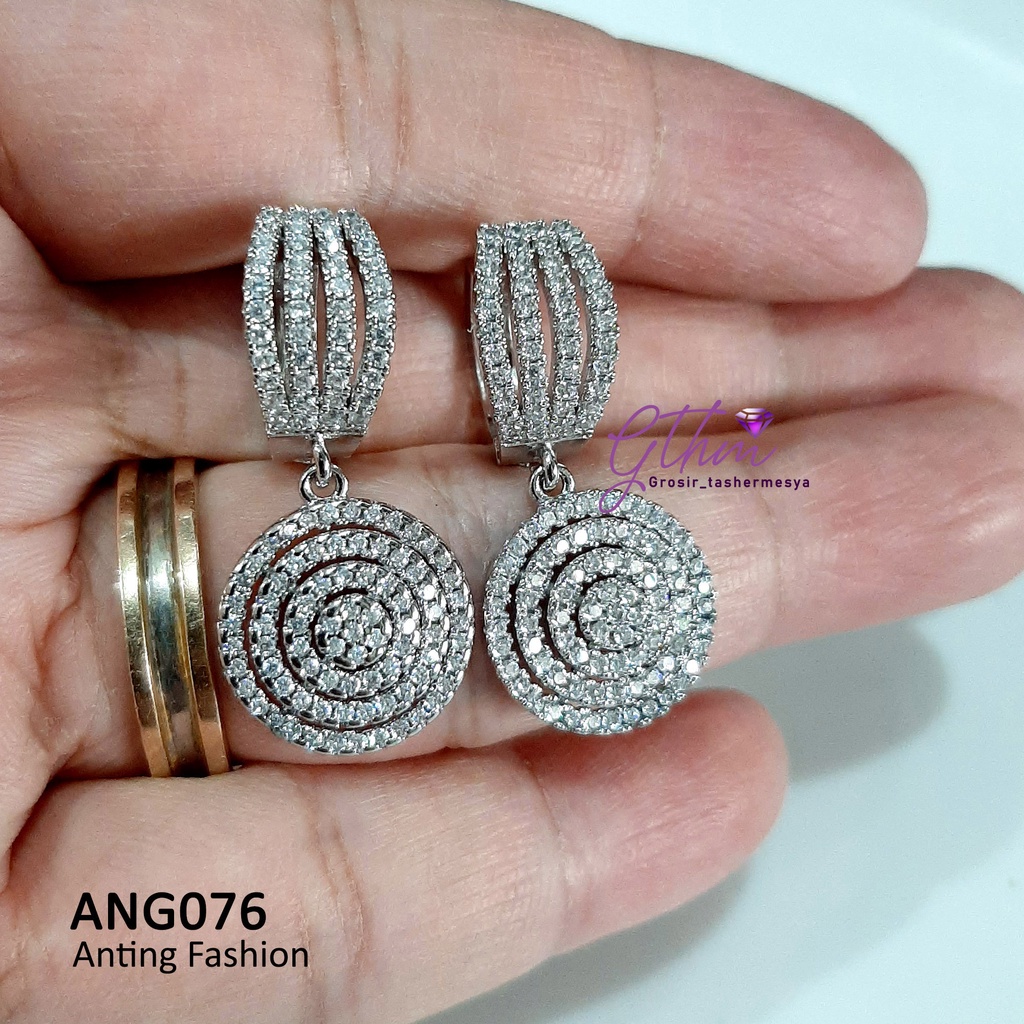 Anting Pesta Klip Jurai Diamond Mewah Perhiasan Import Kualitas Premium Anti Karat ANG076 GTHM