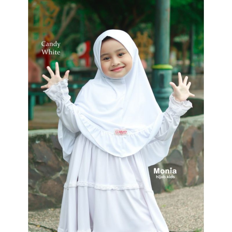 Candy Hijab by Monia Hijab Kids White  MLXL | Hijab Sekolah | Hijab Instant  Terlaris