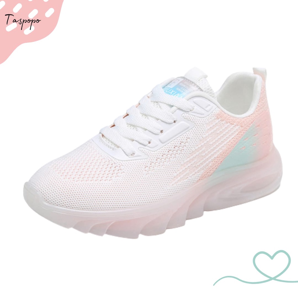 [Import] Taspopo 1020 Sepatu Sneaker Reflektif Wanita Bertali Korea Original Fashion Murah