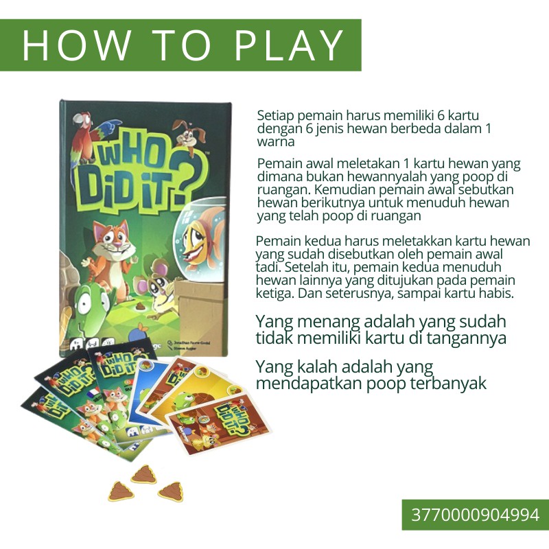 Mainan Edukasi WHO DID IT Board Game permainan kartu anak mainan gambar