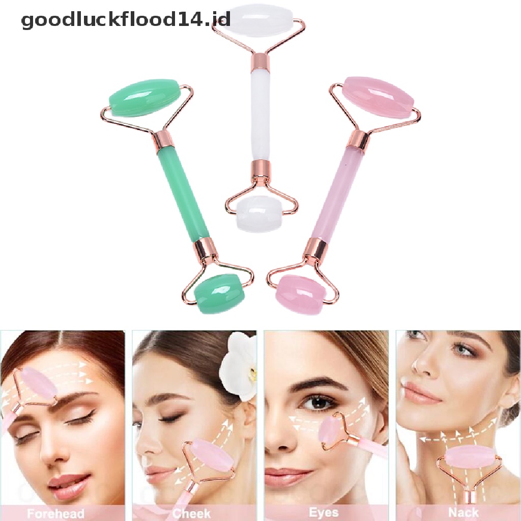 [OOID] Double Headed Massage Gua Sha Jade Facial Roller Face Lift Up Skin Care SPA Tool ID