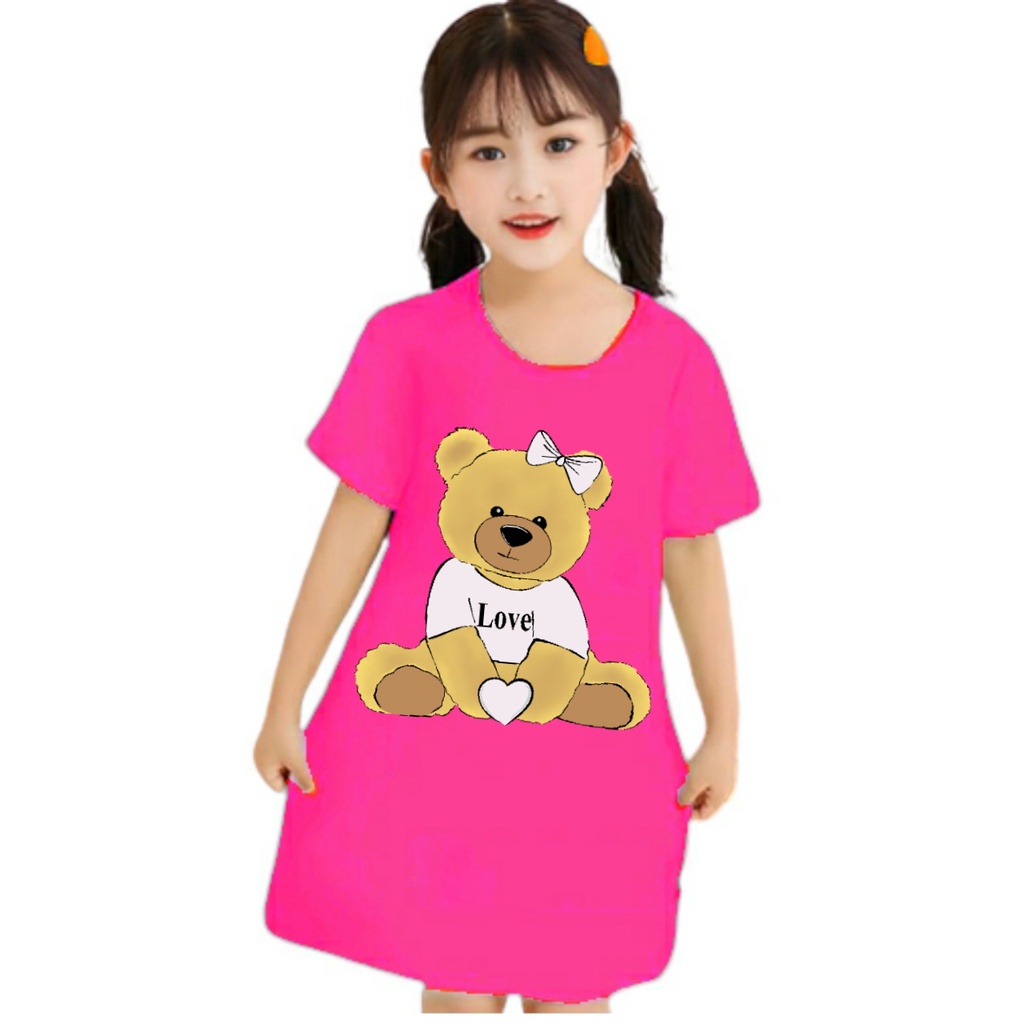 dress anak perempuan gambar bear love