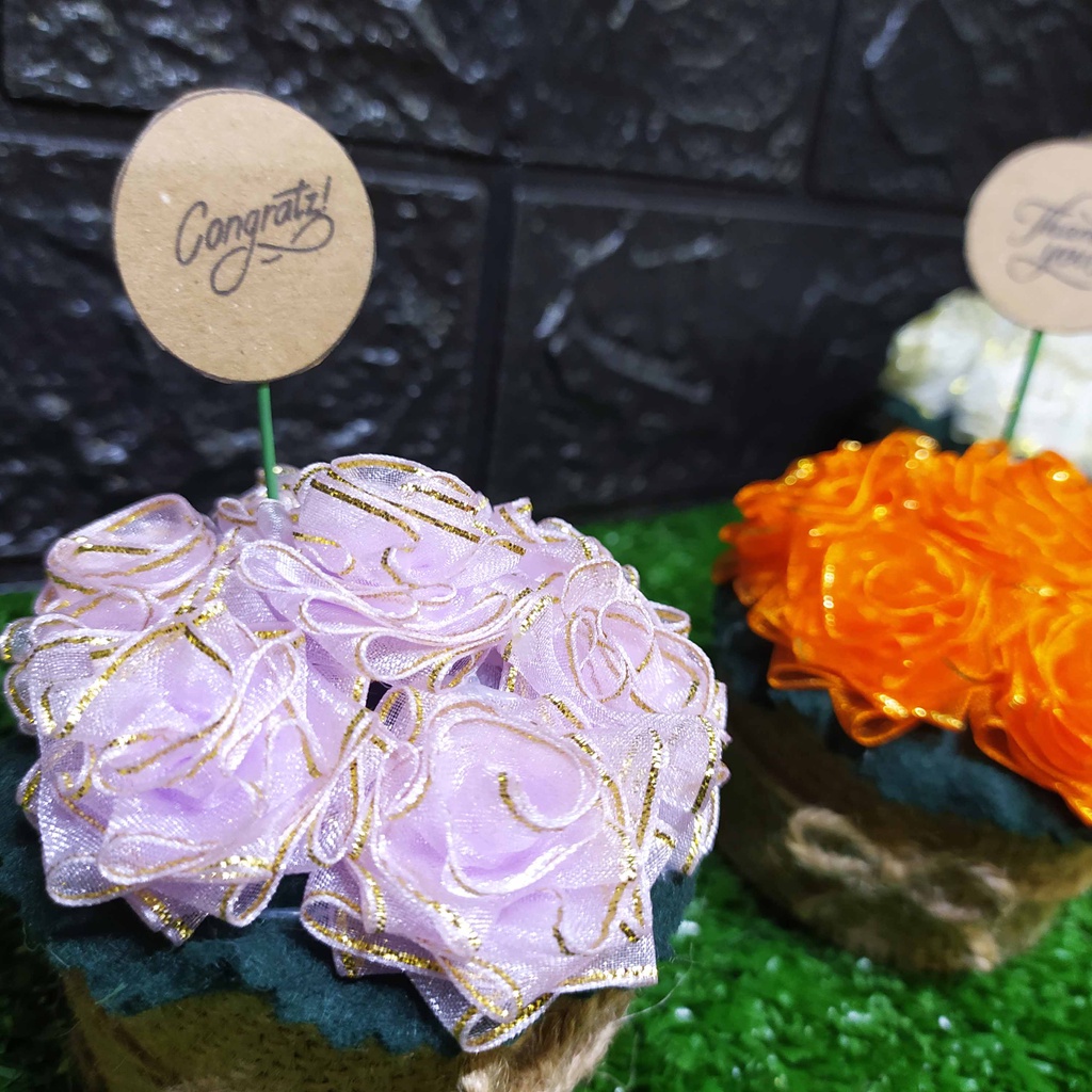 Bunga Rossie Cupcake - Pajangan Bunga Imitasi Cantik