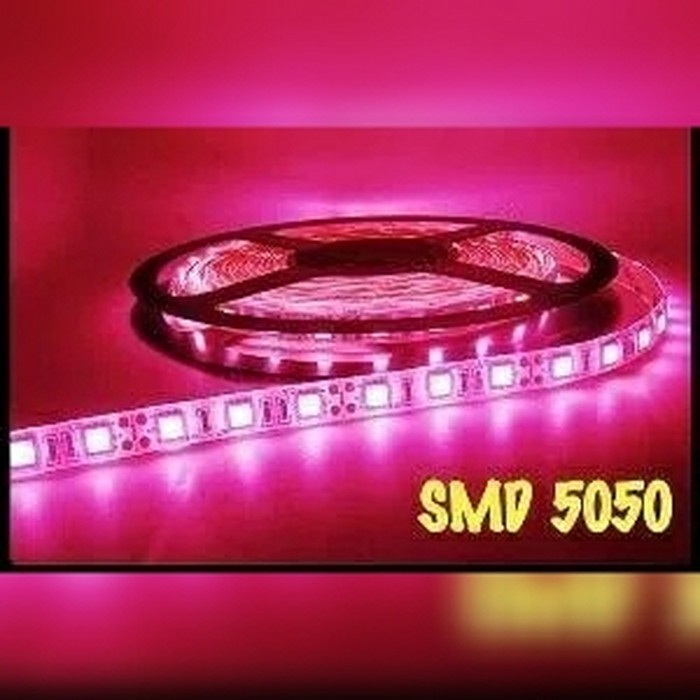 Led Strip Pink Mata Besar SMS 5050 5 Meter IP33 Sangat Terang 12v DC