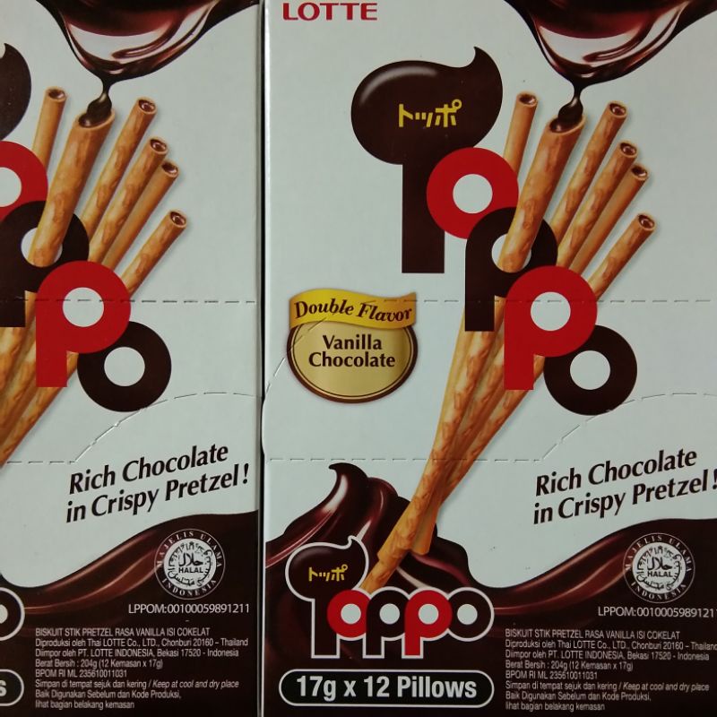 

Lotte Toppo Box Biskuit Stik Pretzel Vanilla isi Coklat isi 12