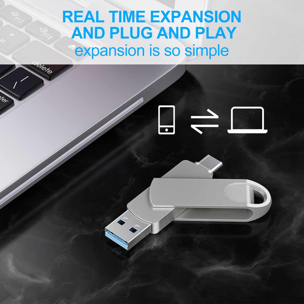 Flashdisk OTG USB Tipe c 2 in 1 Bahan Metal Untuk Android / Laptop