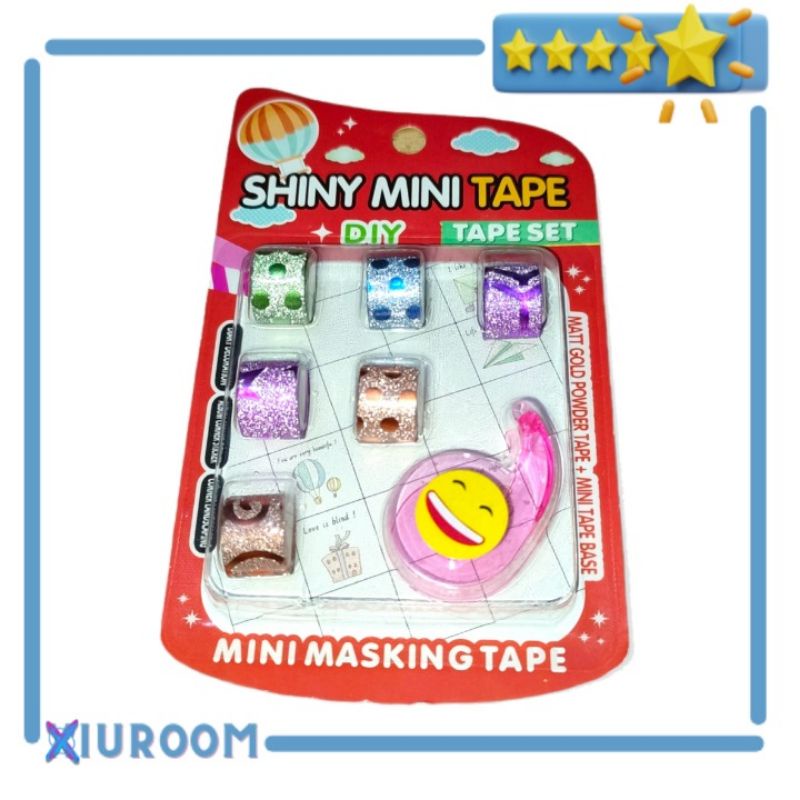 

XIUROOM- Deco Decorative Washi Tape Set (6 Mini Masking Tape + Dispenser) Solasi Solatip Motif