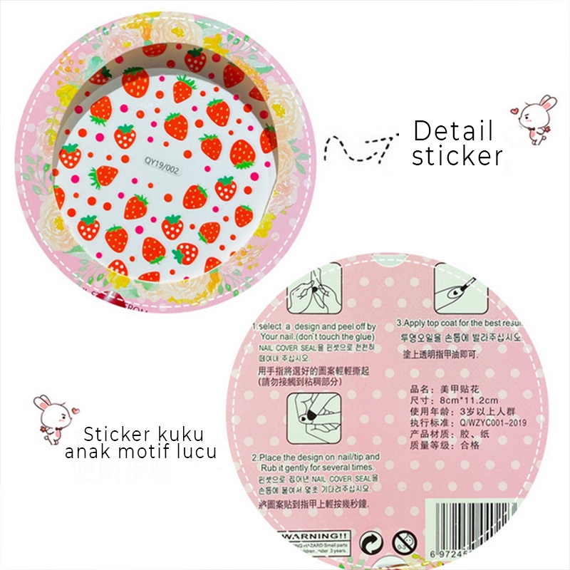 Stiker Kuku Anak Perempuan Motif Kartun Lucu Nail Art Kecil Tahan Air Fashion kuku anak lucu AK224