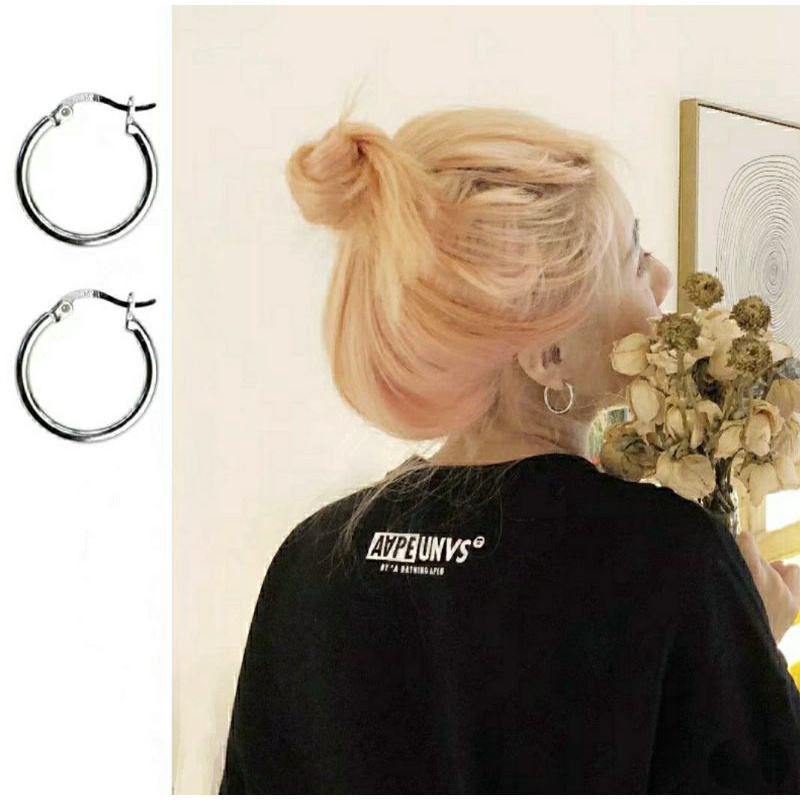 ANTING HOOP TITANIUM STAILESTEEL CEWEK COWOK ANTI KARAT MURAH BERGARANSI-7