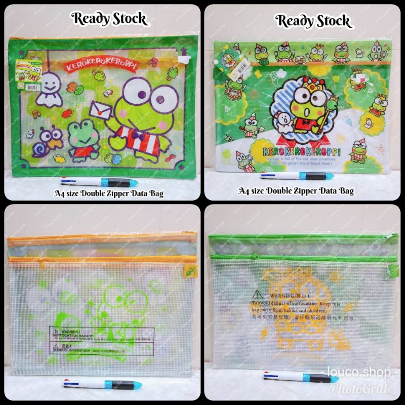 

Map File Double Zipper Data Folder Bag A4 Sanrio Karakter Keroppi
