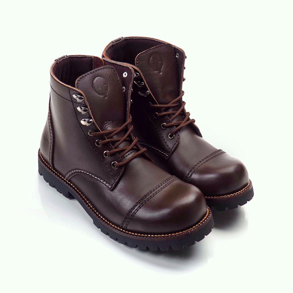 ROCKMANTIC BROWN |FORIND x Reyl| Sepatu Kulit Asli Safety Boot Zipper Klasik Besi Original Footwear