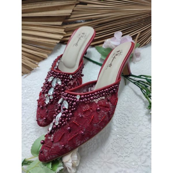 sepatu rafaizoutfit model Angela merah marron 5cm lanciip