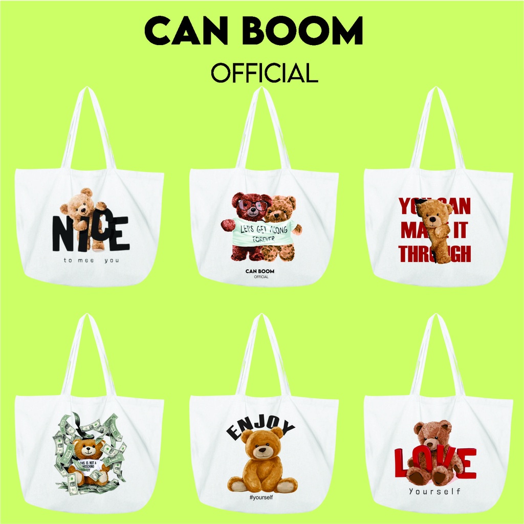 Totebag Kanvas Resleting Bear Kekinian Totebag Kanvas Landscape Muat Laptop By Can Boom Official