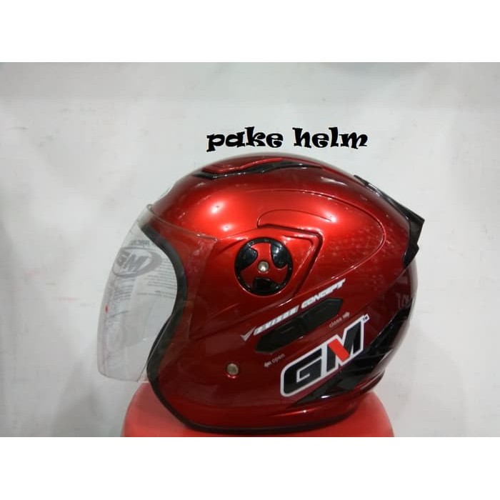 BEST QUALITY HELM GM INTERCEPTOR SOLID DOUBLE VISOR MERAH MARUN