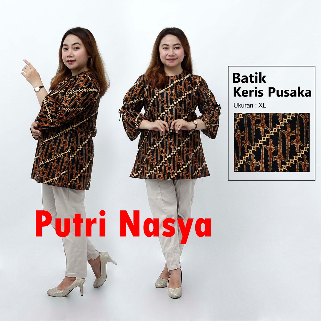 Blouse Batik Jumbo Atasan Wanita Size S-M-L-XL-XXL-3L-4L-5L Model Lengkap Seragam Batik