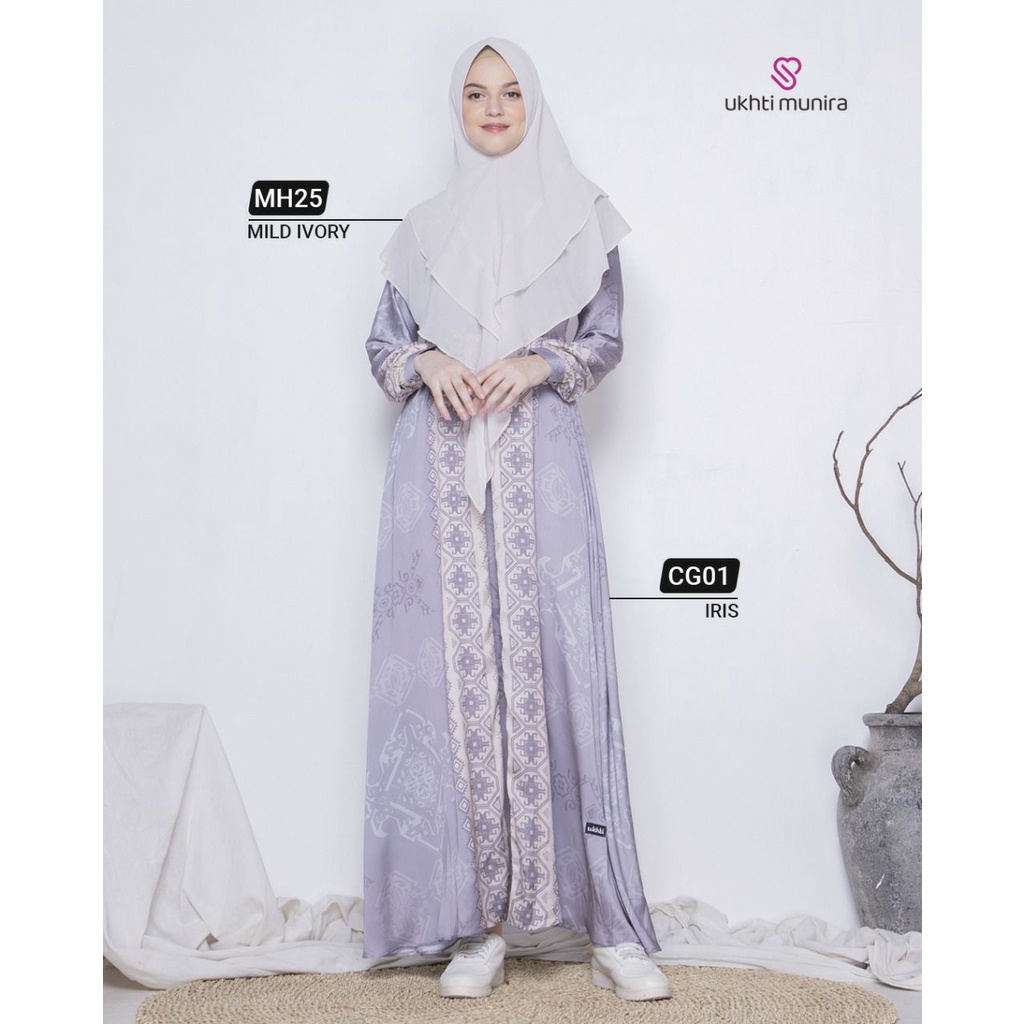 GAMIS TERBARU UKHTI MUNIRA CG01 WARNA IRIS BUSANA PESTA MUSLIMAH PREMIUM BUSUI BAHAN SATIN PREMIUM